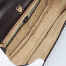 GUCCI Horsebit Web Sherry Line Shoulder Bag Leather Dark Brown Gold Auth ep13957-11