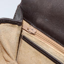 GUCCI Horsebit Web Sherry Line Shoulder Bag Leather Dark Brown Gold Auth ep13957-21