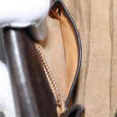 GUCCI Horsebit Web Sherry Line Shoulder Bag Leather Dark Brown Gold Auth ep13957-22