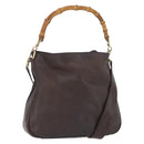 GUCCI Bamboo Hand Bag Leather 2way Brown Gold 001 1638 Auth ep13961-1