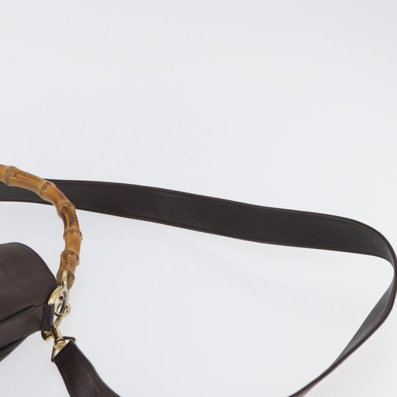 GUCCI Bamboo Hand Bag Leather 2way Brown Gold 001 1638 Auth ep13961