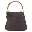 GUCCI Bamboo Hand Bag Leather 2way Brown Gold 001 1638 Auth ep13961-2