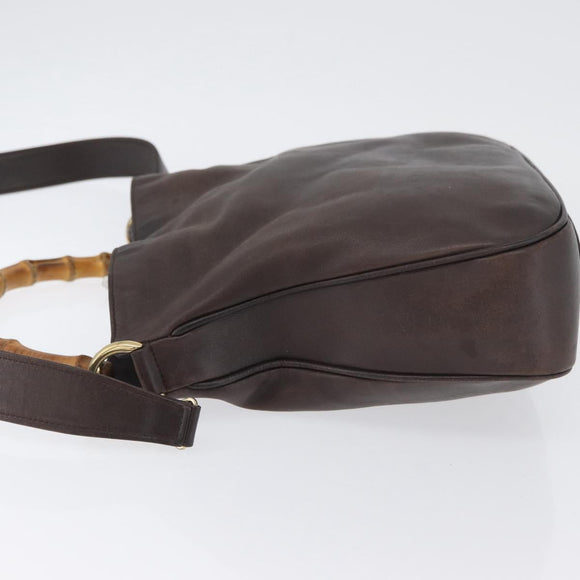 GUCCI Bamboo Hand Bag Leather 2way Brown Gold 001 1638 Auth ep13961