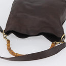 GUCCI Bamboo Hand Bag Leather 2way Brown Gold 001 1638 Auth ep13961-6