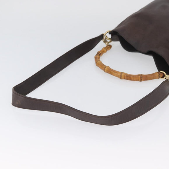 GUCCI Bamboo Hand Bag Leather 2way Brown Gold 001 1638 Auth ep13961