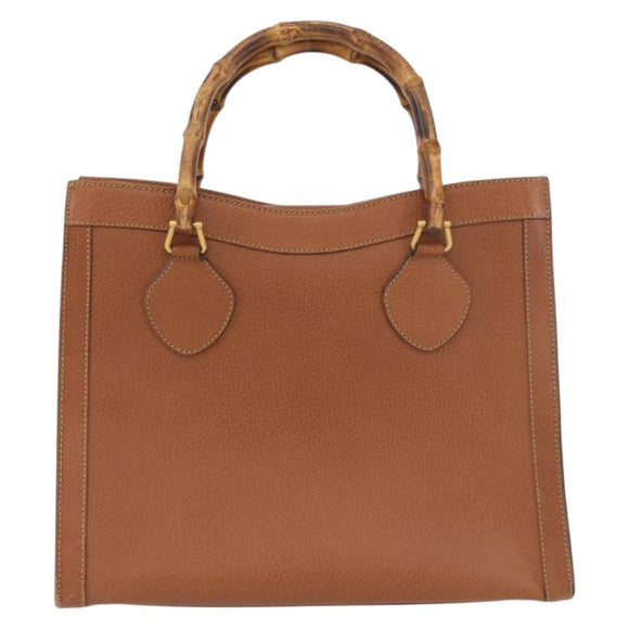 GUCCI Bamboo Hand Bag Leather Brown Gold 002 1095 Auth ep13963