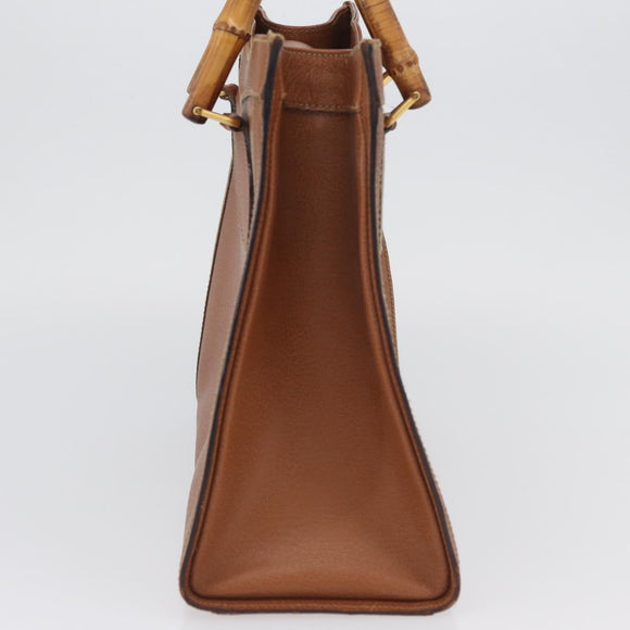 GUCCI Bamboo Hand Bag Leather Brown Gold 002 1095 Auth ep13963