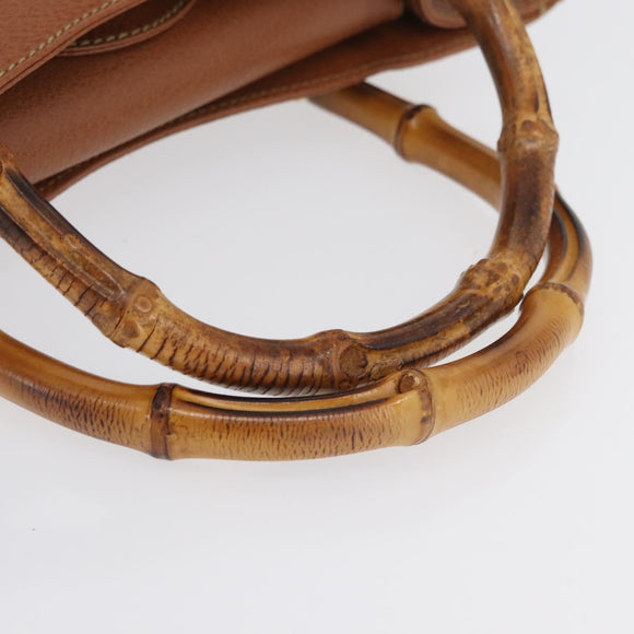 GUCCI Bamboo Hand Bag Leather Brown Gold 002 1095 Auth ep13963