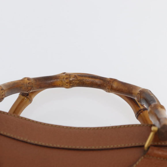 GUCCI Bamboo Hand Bag Leather Brown Gold 002 1095 Auth ep13963