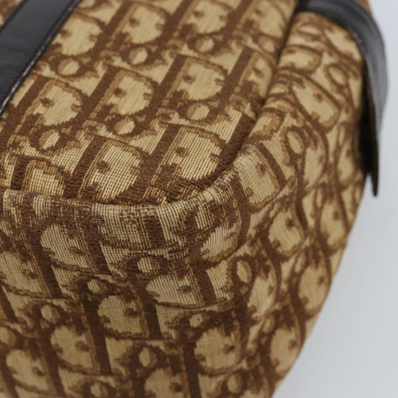 Christian Dior Trotter Canvas Hand Bag Brown Silver Auth ep13969