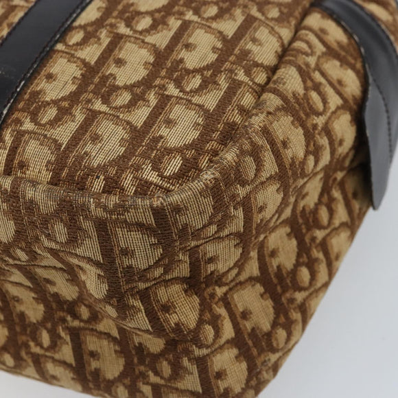 Christian Dior Trotter Canvas Hand Bag Brown Silver Auth ep13969