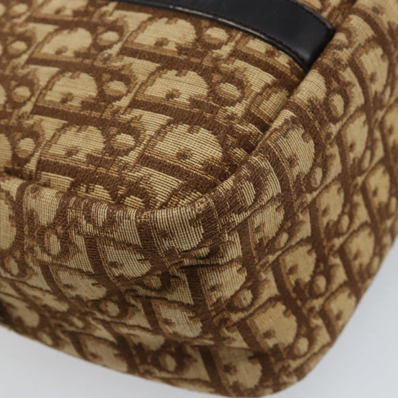 Christian Dior Trotter Canvas Hand Bag Brown Silver Auth ep13969