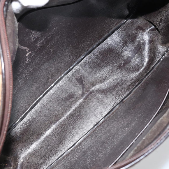 Christian Dior Trotter Canvas Hand Bag Brown Silver Auth ep13969