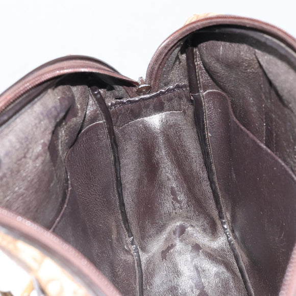 Christian Dior Trotter Canvas Hand Bag Brown Silver Auth ep13969