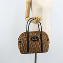 Christian Dior Trotter Canvas Hand Bag Brown Silver Auth ep13969-21
