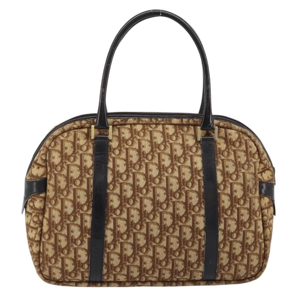 Christian Dior Trotter Canvas Hand Bag Brown Silver Auth ep13969