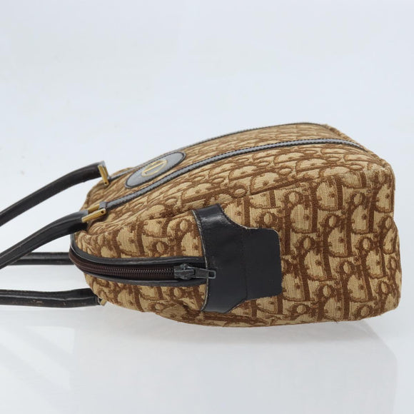Christian Dior Trotter Canvas Hand Bag Brown Silver Auth ep13969