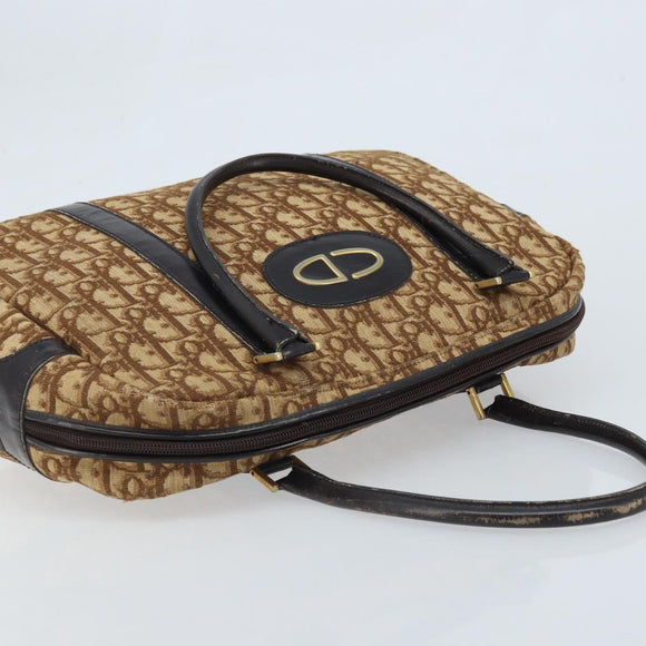 Christian Dior Trotter Canvas Hand Bag Brown Silver Auth ep13969