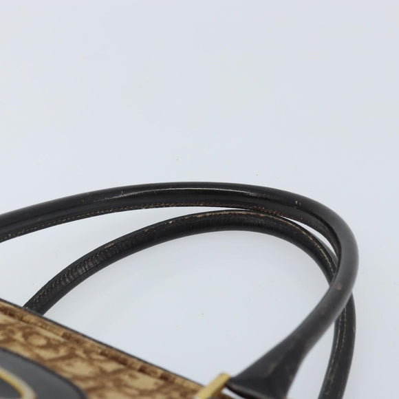 Christian Dior Trotter Canvas Hand Bag Brown Silver Auth ep13969