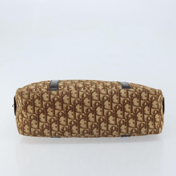 Christian Dior Trotter Canvas Hand Bag Brown Silver Auth ep13969