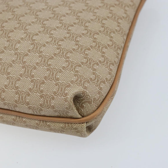 CELINE Macadam Canvas Clutch Bag PVC Beige Gold Auth ep13970