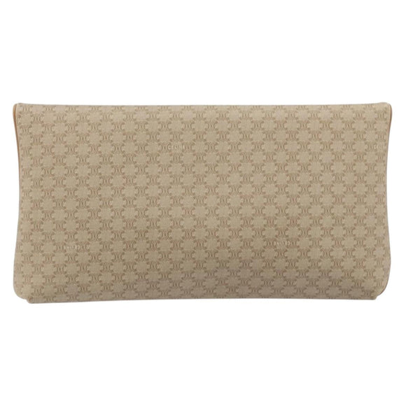 CELINE Macadam Canvas Clutch Bag PVC Beige Gold Auth ep13970