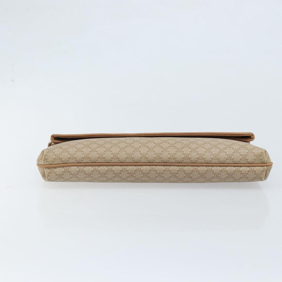 CELINE Macadam Canvas Clutch Bag PVC Beige Gold Auth ep13970