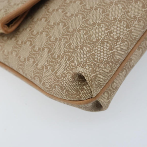 CELINE Macadam Canvas Clutch Bag PVC Beige Gold Auth ep13970
