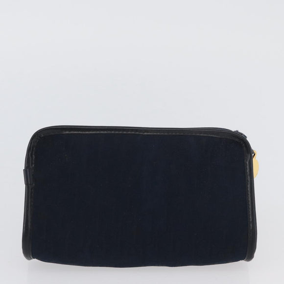 Christian Dior Trotter Canvas Clutch Bag 2 Set Navy Gold Auth ep13971