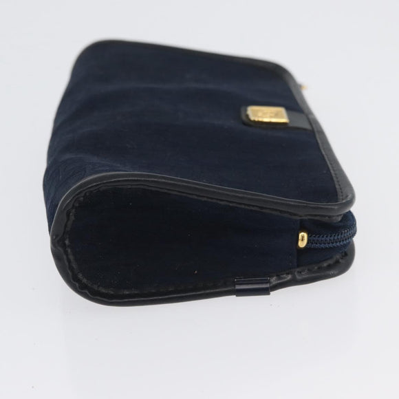 Christian Dior Trotter Canvas Clutch Bag 2 Set Navy Gold Auth ep13971