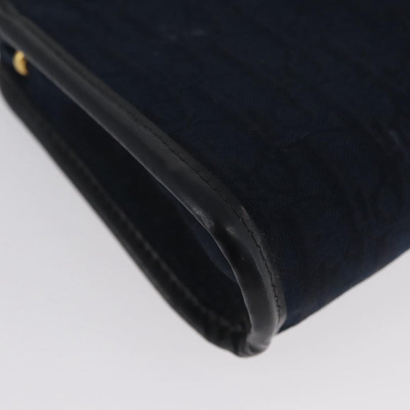 Christian Dior Trotter Canvas Clutch Bag 2 Set Navy Gold Auth ep13971