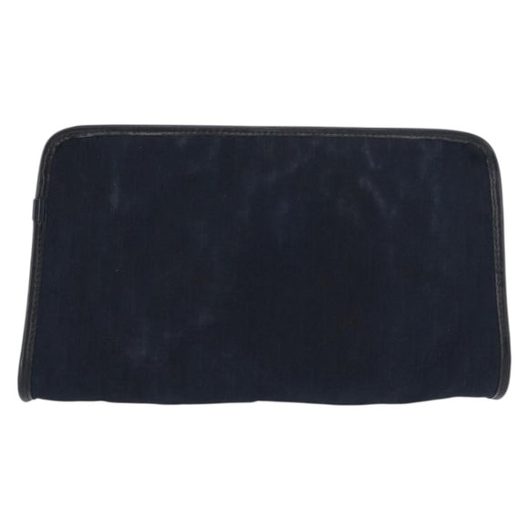Christian Dior Trotter Canvas Clutch Bag 2 Set Navy Gold Auth ep13971