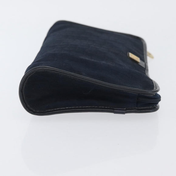 Christian Dior Trotter Canvas Clutch Bag 2 Set Navy Gold Auth ep13971