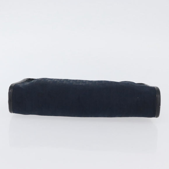 Christian Dior Trotter Canvas Clutch Bag 2 Set Navy Gold Auth ep13971