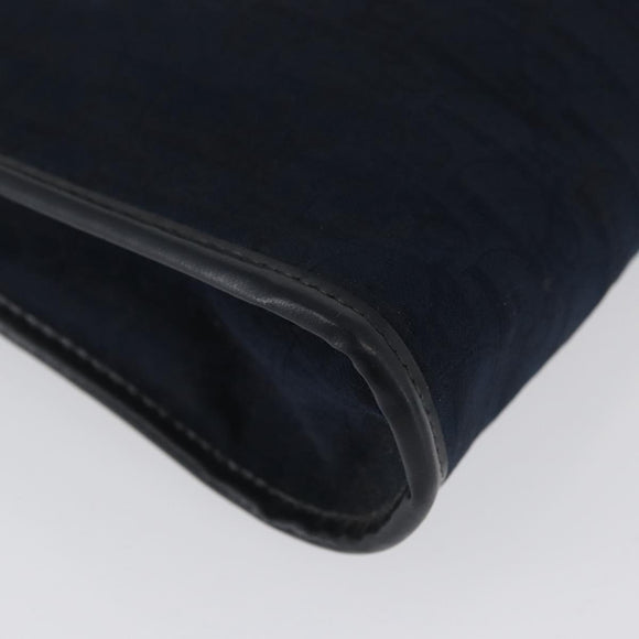 Christian Dior Trotter Canvas Clutch Bag 2 Set Navy Gold Auth ep13971