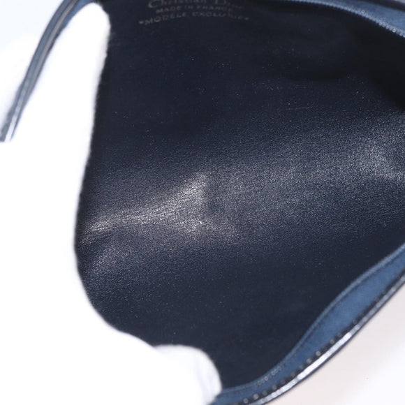 Christian Dior Trotter Canvas Clutch Bag 2 Set Navy Gold Auth ep13971