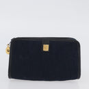 Christian Dior Trotter Canvas Clutch Bag 2 Set Navy Gold Auth ep13971-9