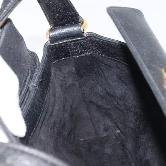 GUCCI Hand Bag Leather Black Gold 000 26 0025 Auth ep13973