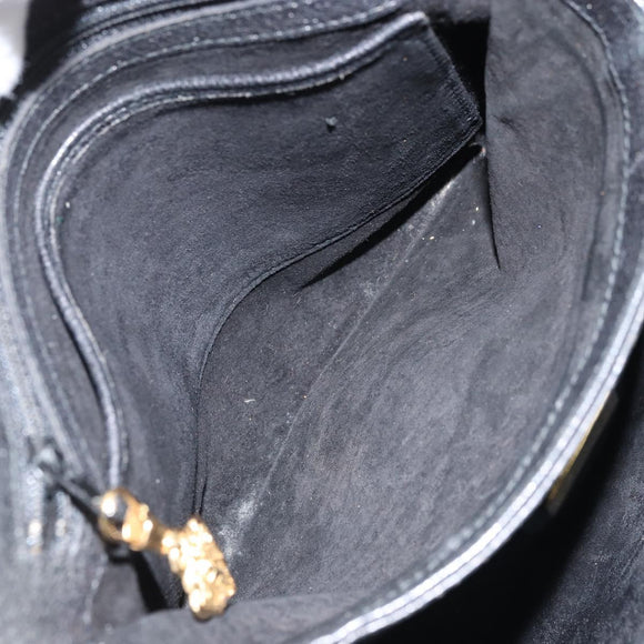 GUCCI Hand Bag Leather Black Gold 000 26 0025 Auth ep13973
