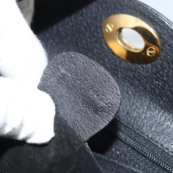 GUCCI Hand Bag Leather Black Gold 000 26 0025 Auth ep13973