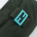 FENDI Mamma Baguette Hand Bag Cotton Green Silver Auth ep13976-17