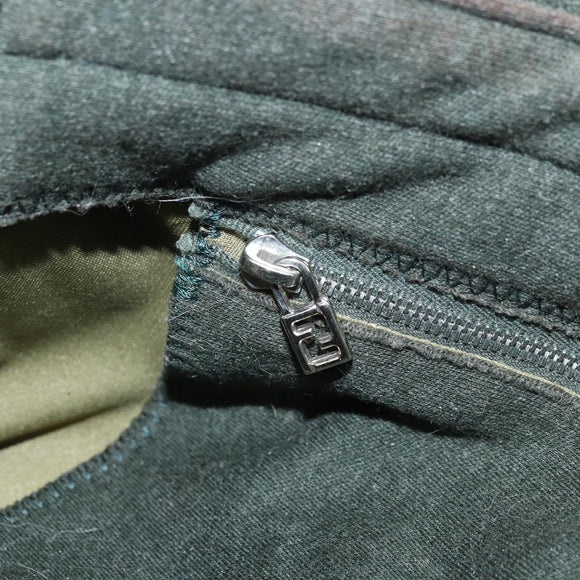 FENDI Mamma Baguette Hand Bag Cotton Green Silver Auth ep13976