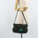 FENDI Mamma Baguette Handtasche Baumwolle Grün Silber Auth ep13976-23