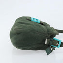 FENDI Mamma Baguette Hand Bag Cotton Green Silver Auth ep13976-3