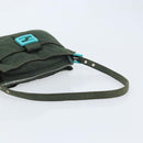 FENDI Mamma Baguette Hand Bag Cotton Green Silver Auth ep13976-7