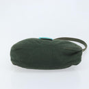 FENDI Mamma Baguette Hand Bag Cotton Green Silver Auth ep13976-5