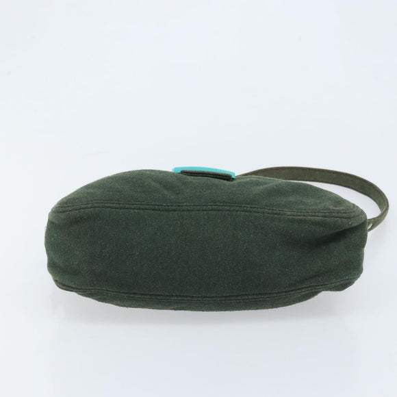 FENDI Mamma Baguette Hand Bag Cotton Green Silver Auth ep13976