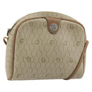 Christian Dior Honeycomb Canvas Shoulder Bag PVC Beige Silver Auth ep13977-1