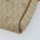 Christian Dior Honeycomb Canvas Shoulder Bag PVC Beige Silver Auth ep13977-10