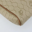 Christian Dior Honeycomb Canvas Shoulder Bag PVC Beige Silver Auth ep13977-11